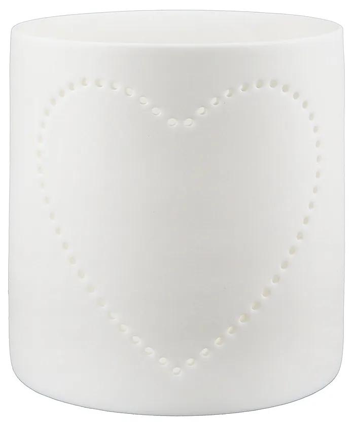 Φανάρι ArteLibre Με Διακόσμηση Καρδιά Λευκό Πορσελάνη 8cm