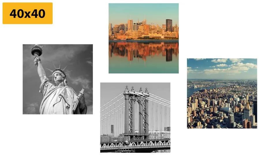 Σετ εικόνων Νέα Υόρκη σε ένα ενδιαφέρον σχέδιο