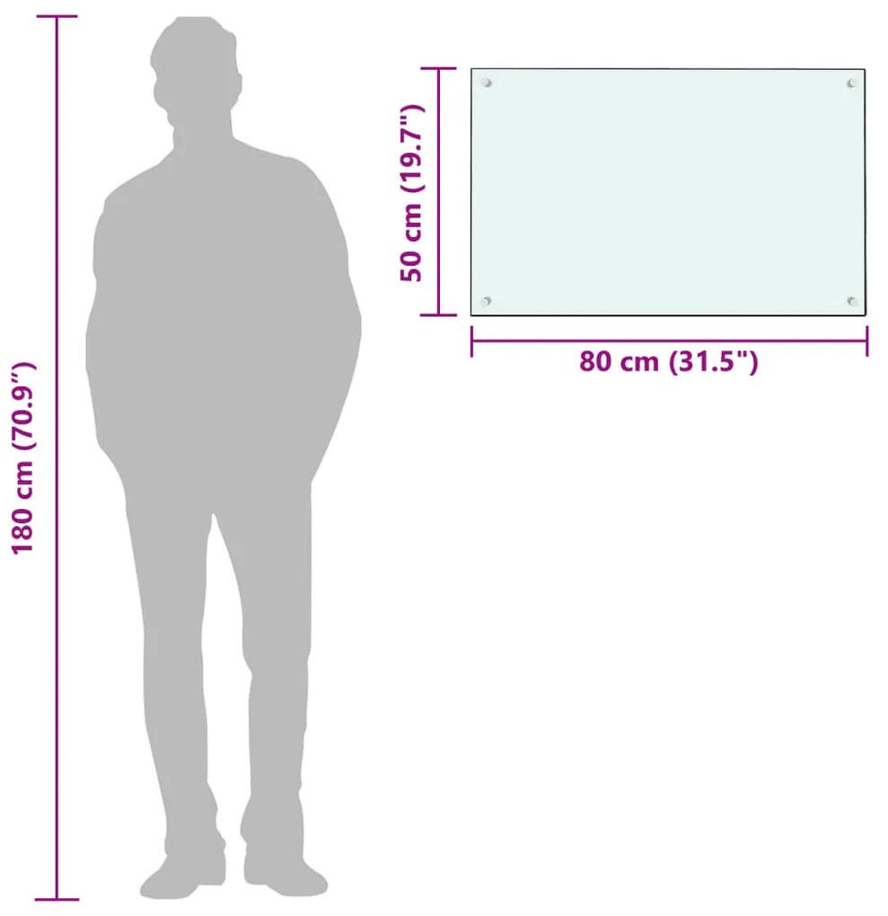 vidaXL Πλάτη Κουζίνας Λευκή 80 x 50 εκ. από Ψημένο Γυαλί