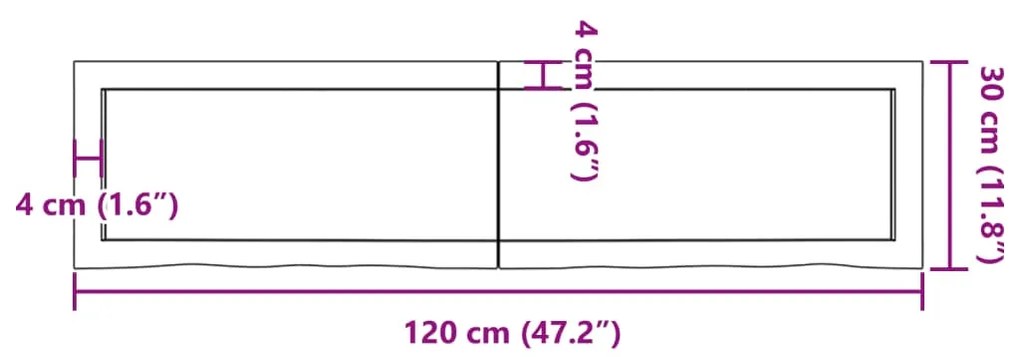 Ράφι Τοίχου Σκούρο Καφέ 120x30x(2-4) εκ. Επεξ. Μασίφ Ξύλο Δρυός - Καφέ