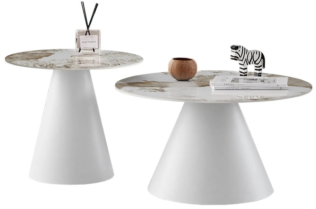 ΣΕΤ 2 ΤΡΑΠΕΖΙΑ ΣΑΛΟΝΙΟΥ RIDGE(X) HM18307.01 SINTERED STONE TOPS--ΒΑΣΕΙΣ ΛΕΥΚΕΣ Φ50 & Φ70