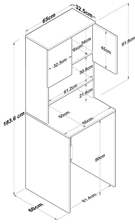 Σετ μπάνιου Rasmus ανθρακί-φυσικό 65x60x183.6εκ. 65x60x183.6 εκ.