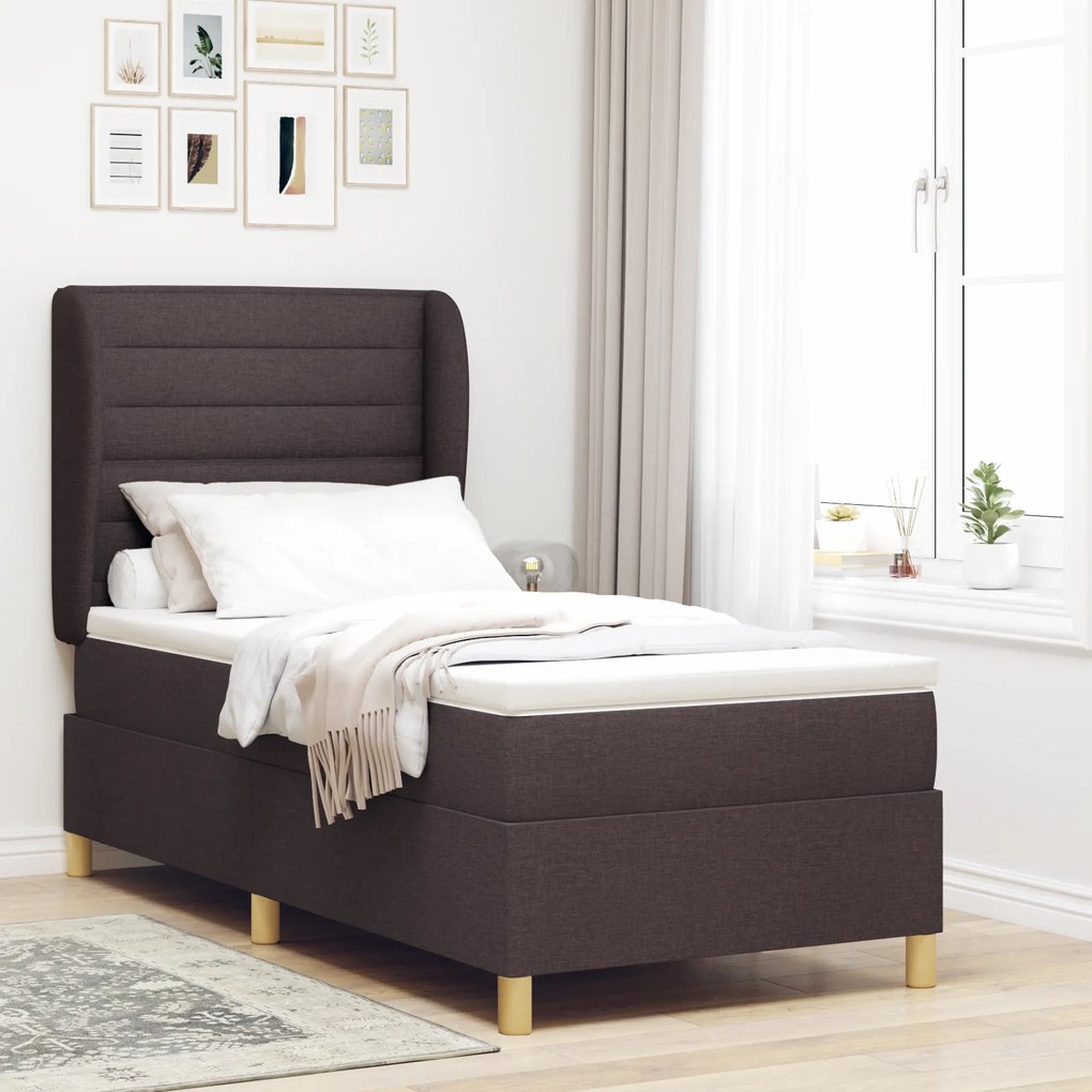 vidaXL κρεβάτι Box Spring με Ματ Τόπος Καφέ 80x200 εκ Υφασμάτινο