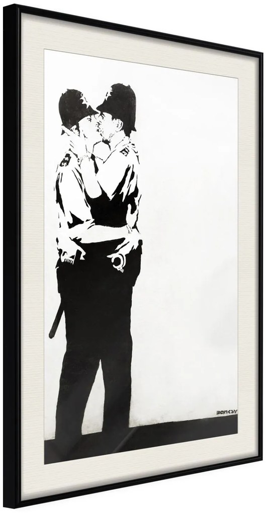 Αφίσα - Banksy: Kissing Coppers II - 40x60 - Μαύρο - Με πασπαρτού