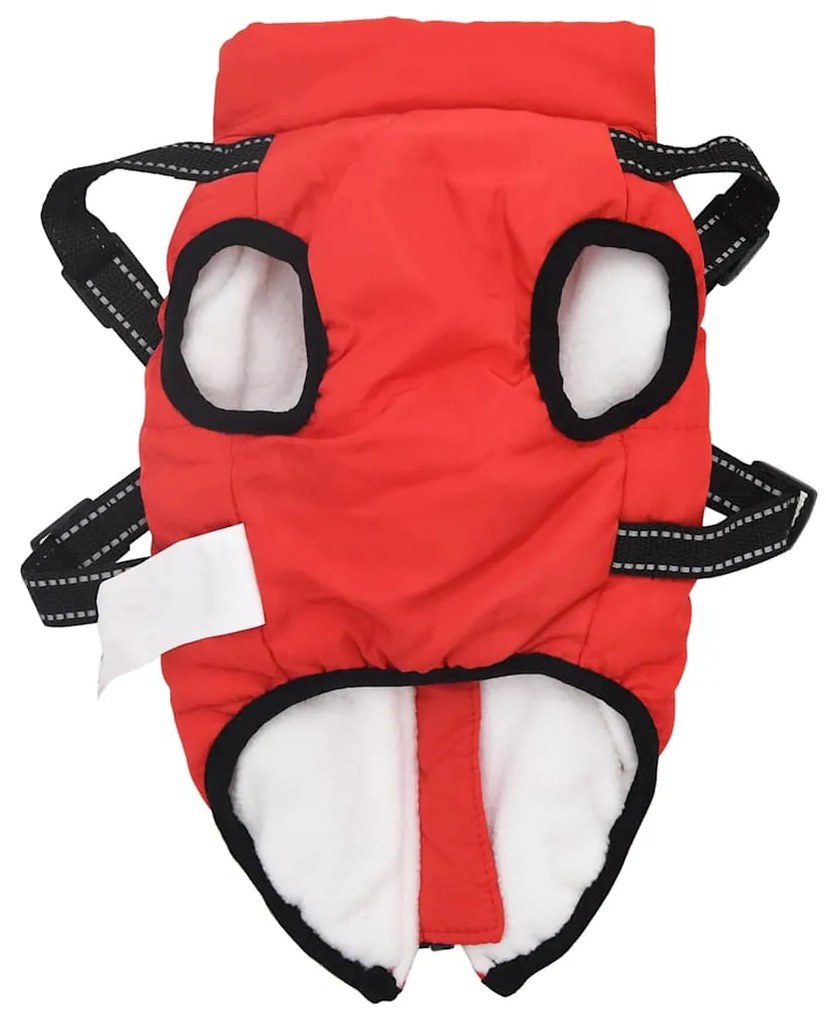 vidaXL Μπουφάν Σκύλου με ιμάντα Κόκκινο M Φλις και Πολυεστέρας