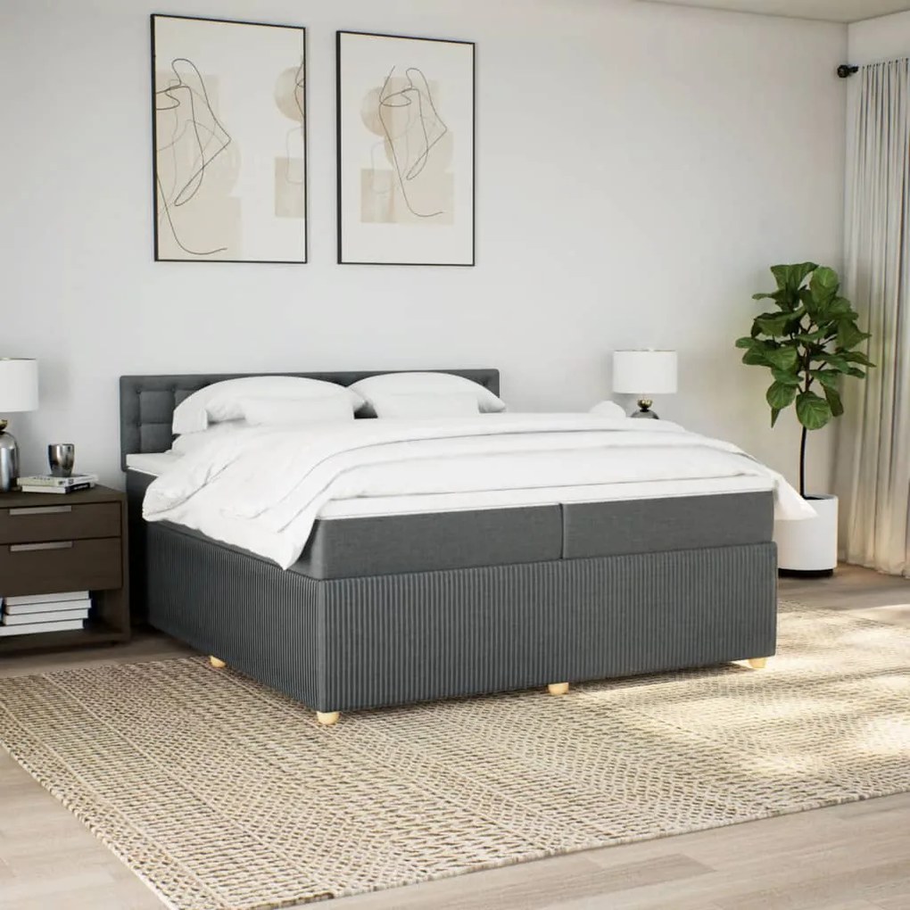 ΚΡΕΒΑΤΙ BOXSPRING ΜΕ ΣΤΡΩΜΑ ΣΚΟΥΡΟ ΓΚΡΙ 200X200 ΕΚ. ΥΦΑΣΜΑΤΙΝΟ 3287578