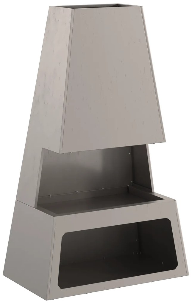 vidaXL Φωτιά με αποθήκη ξύλων 60x35x100 εκ. από καιρικό χάλυβα