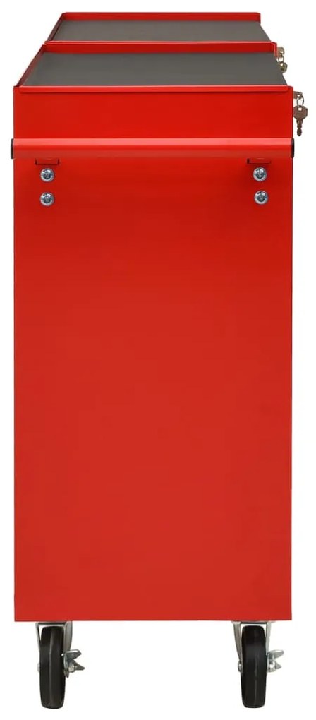 vidaXL Εργαλειοφόρος Τροχήλατος με 10 Συρτάρια Κόκκινος Ατσάλινος