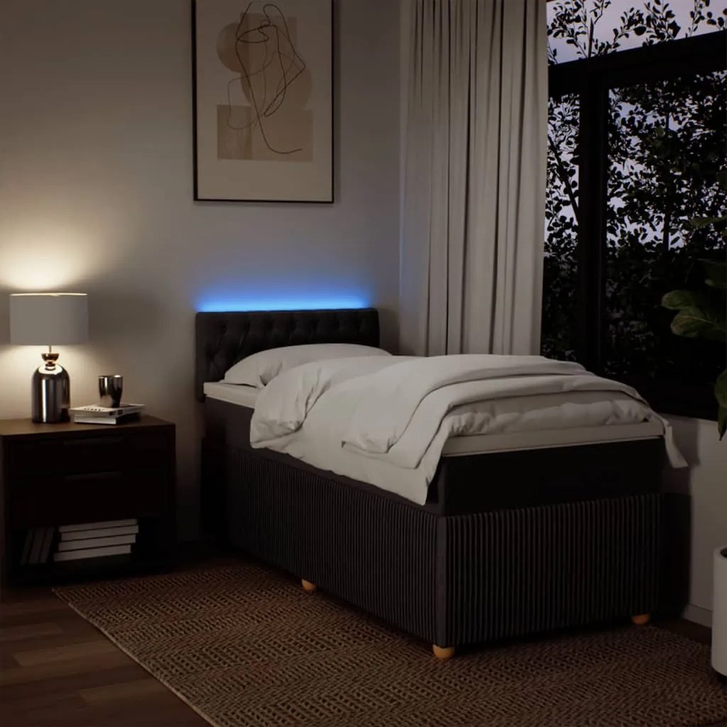 vidaXL Κρεβάτι Boxspring με Στρώμα Σκούρο Καφέ 80x200 εκ. Υφασμάτινο
