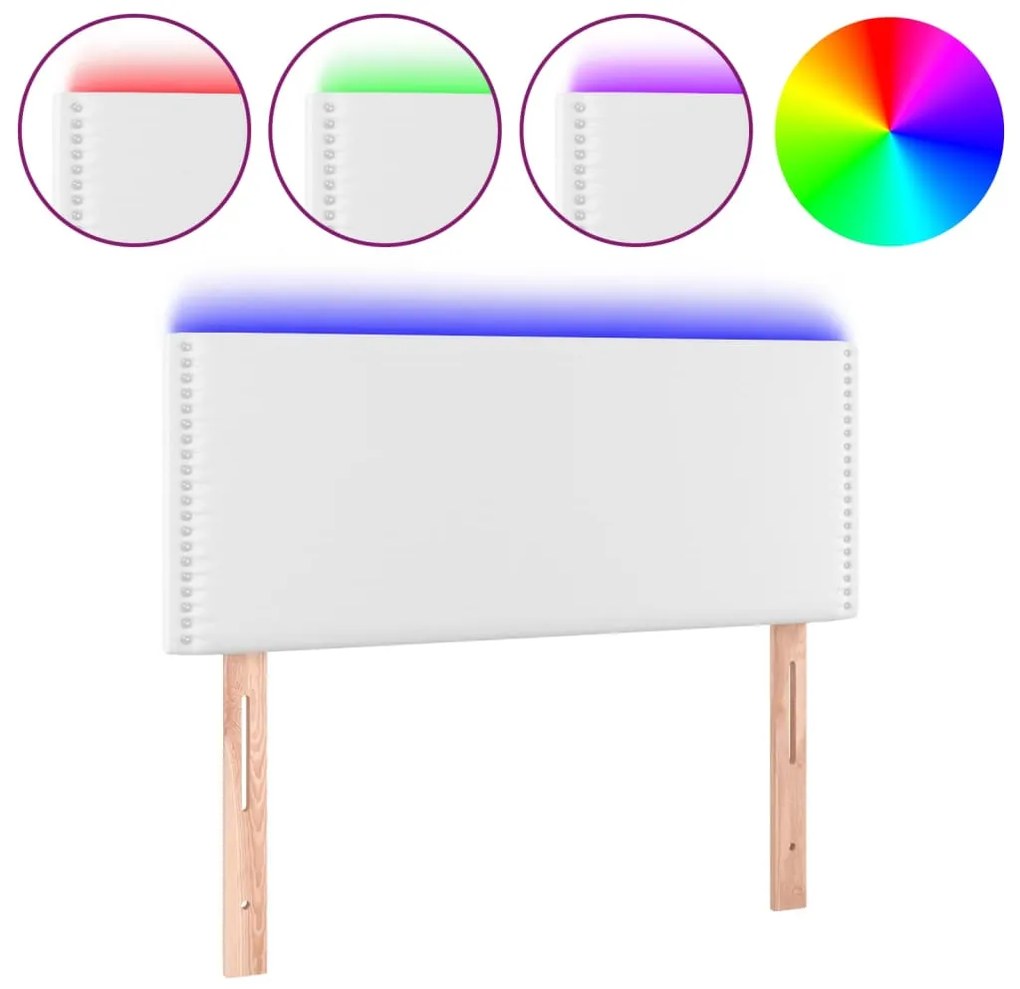 vidaXL Κεφαλάρι Κρεβατιού LED Λευκό 80x5x78/88 εκ. από Συνθετικό Δέρμα