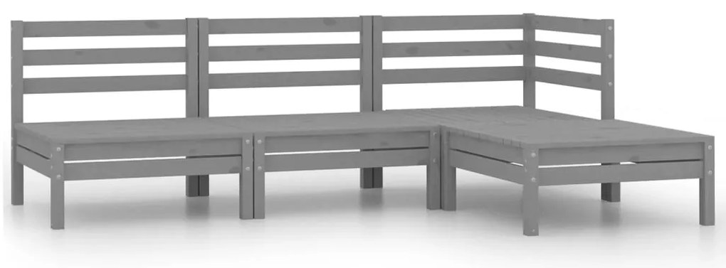 vidaXL Σαλόνι Κήπου Σετ 4 Τεμαχίων Γκρι από Μασίφ Ξύλο Πεύκου