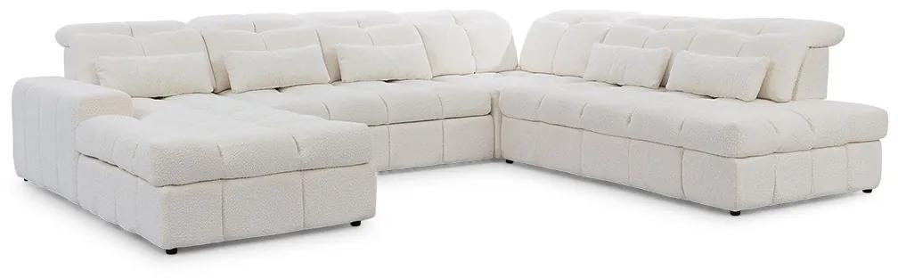 Γωνιακός καναπές Magnelio U II, με ηλεκτρικά επεκτεινόμενο κάθισμα, λειτουργία ύπνου 268x160cm, λευκός 342x107x280cm-Δεξιά γωνία-BOG7538