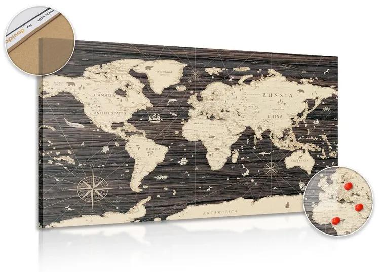 Εικόνα στο χάρτη από φελλό σε ξύλινο φόντο - 120x80  wooden