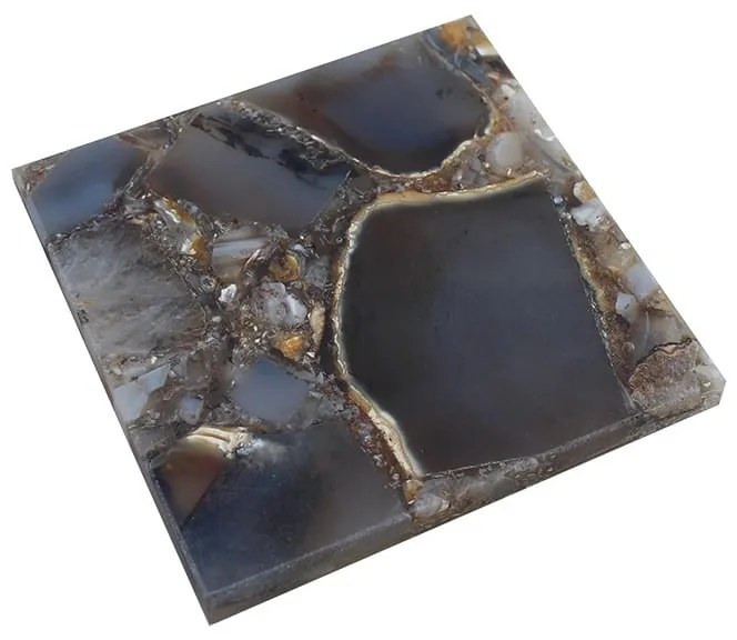 Artekko Agate Σουβέρ από Αχάτη Μαύρο (10x10x1.1)cm Σετ/4