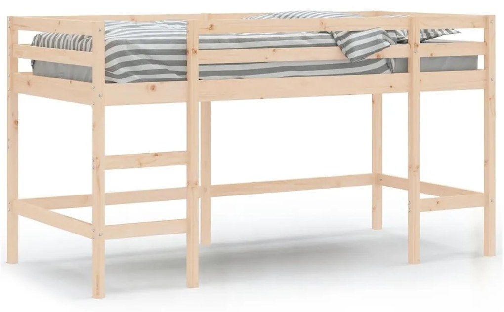 Υπερυψ. Κρεβάτι Παιδικό με Σκάλα 80 x 200 εκ. Μασίφ Ξύλο Πεύκου - Καφέ