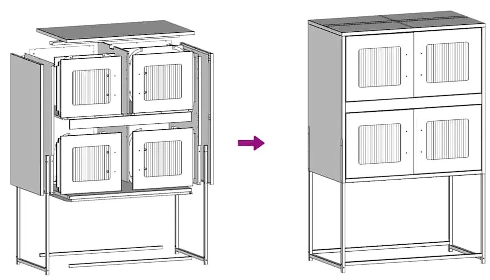 HIGHBOARD ΡΟΖ 68X39X107 CM ΑΤΣΑΛΙ 853345