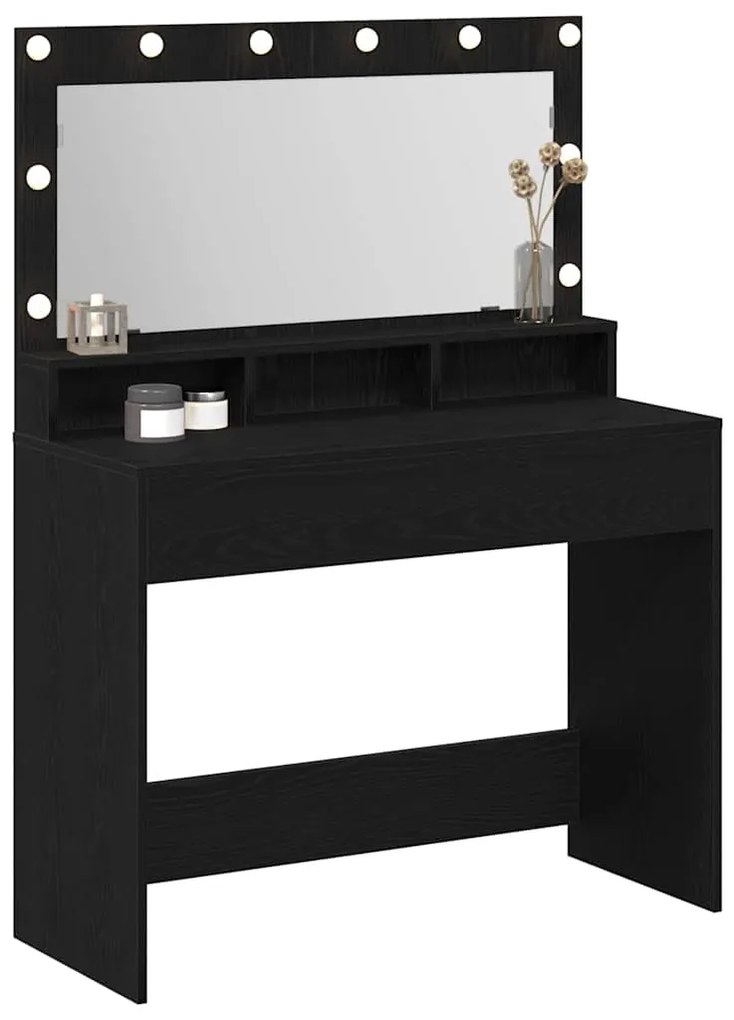 vidaXL Τραπέζι Μακιγιάζ με ράφι Μαύρη δρυς 100 x 41 x 135 εκ.