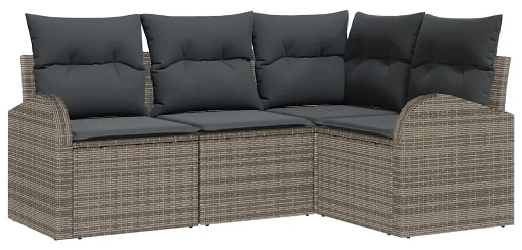 vidaXL Σετ Καναπέ Κήπου με μαξιλάρι 4 pcs Γκρι Πολυ ράταν