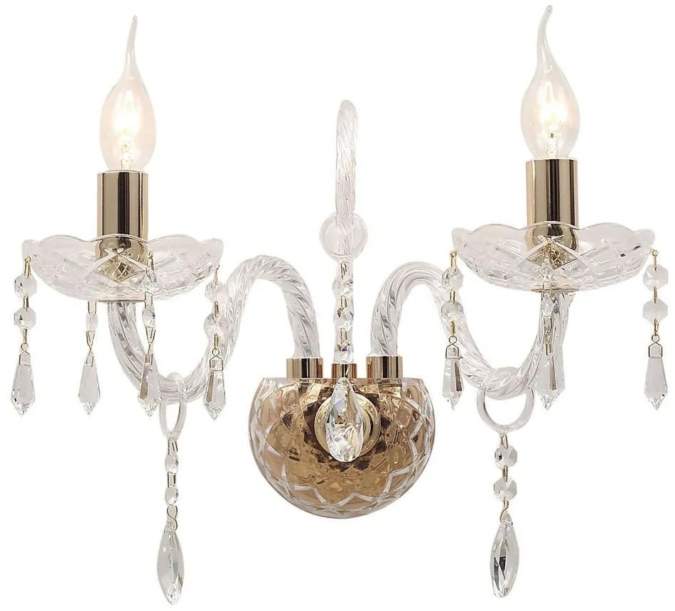Φωτιστικό Τοίχου - Απλίκα Monalisa I-MONALISA/AP2 2xE14 40x34cm Gold Luce Ambiente Design Crystal