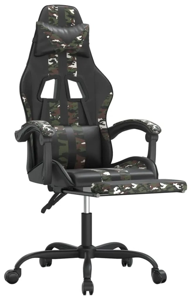 vidaXL Καρέκλα Gaming Μασάζ Υποπόδιο Μαύρο/Παραλλαγή Συνθετικό Δέρμα