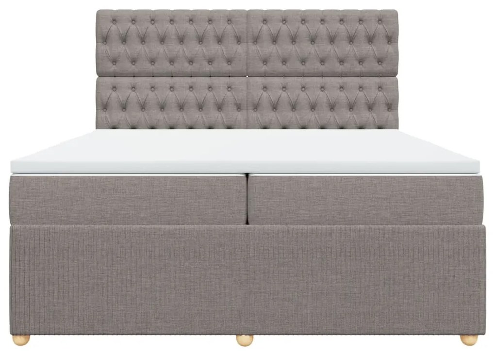 Κρεβάτι Boxspring με Στρώμα Taupe 200x200 εκ. Υφασμάτινο - Μπεζ-Γκρι