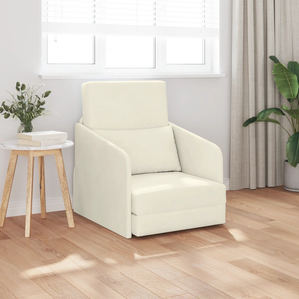 vidaXL Καναπές Κρεβάτι 2-σε-1 Κρεμ 65x80x83 εκ Βελούδο