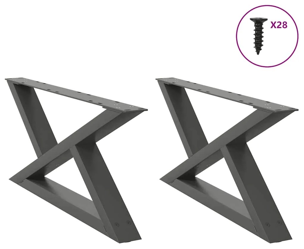 Πόδια Τραπεζιού Σαλονιού 2 τεμ. Ανθρακί 70x(30-31,3) εκ. Ατσάλι