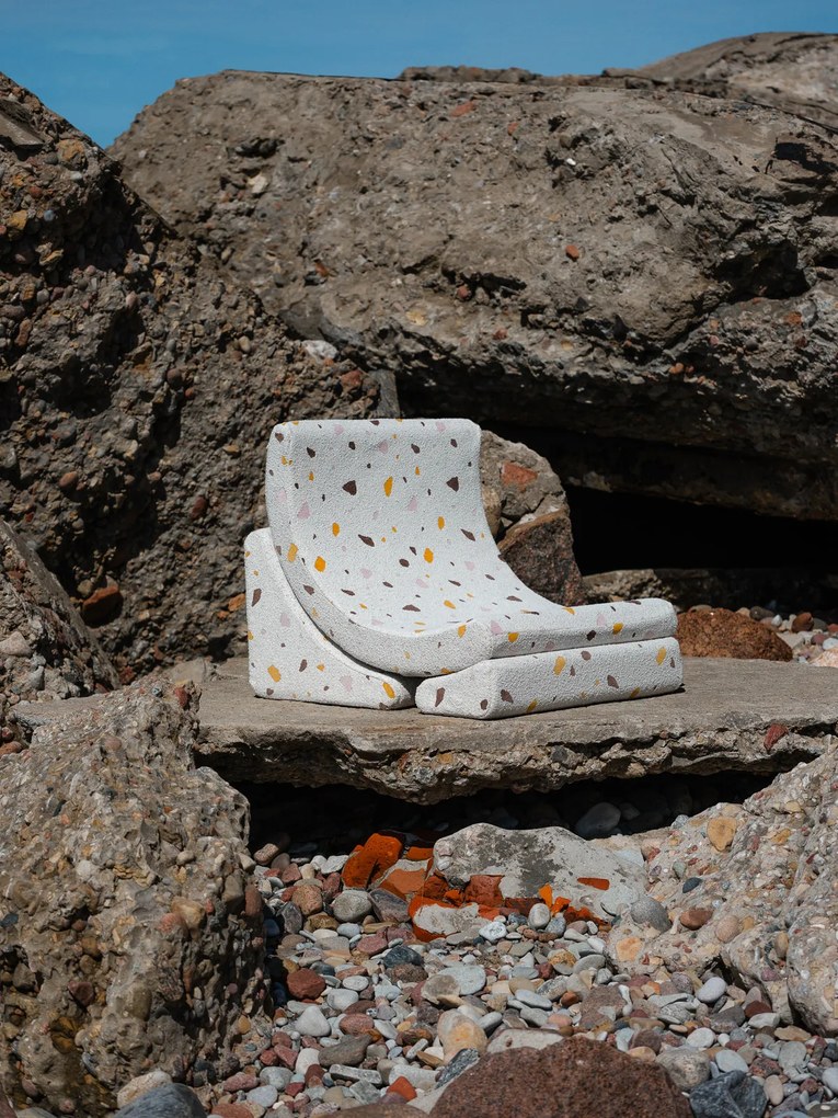 Terrazzo Καρεκλα Moon Υφασμα Μπουκλε / Σενιλ Υπόλευκο