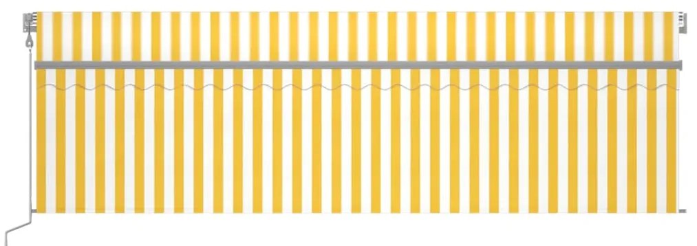 vidaXL Τέντα Αυτόματη με Σκίαστρο/LED/Αισθ. Ανέμου Κίτρ/Λευκό 5 x 3 μ.