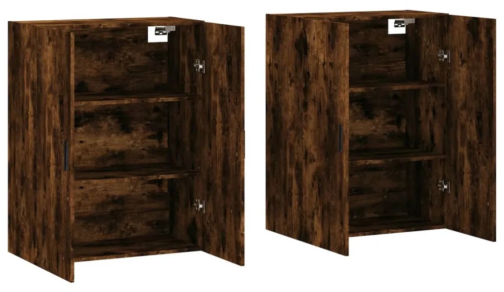 vidaXL Ντουλάπια Τοίχου 2 τεμ. Καπνιστή Δρυς 69,5 x 34 x 90 εκ.