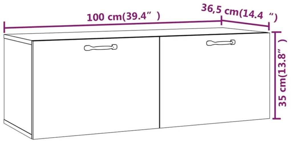 Ντουλάπι Τοίχου Καφέ Δρυς 100x36,5x35 εκ. Επεξεργασμένο Ξύλο - Καφέ