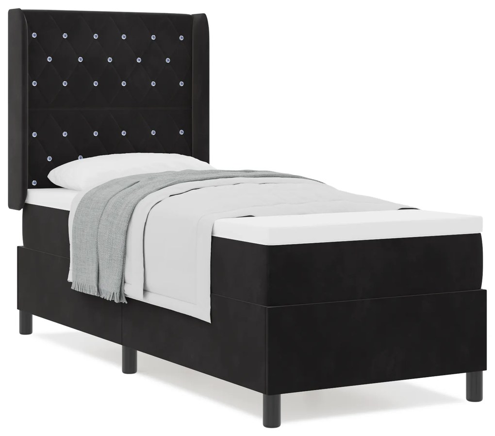 vidaXL Κρεβάτι Box Spring με Στρώμα Μαύρο 80x200 εκ Βελούδο