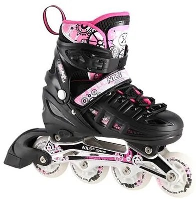 Αυξομειούμενα Roller NH 10905 ΣΕΤ 4 ΣΕ 1 INLINE SKATES NILS EXTREME Μαυρο/Ροζ LED-SMALL (31-34)