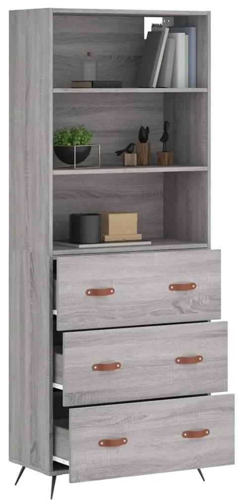 vidaXL Ντουλάπι Γκρι Sonoma 69,5 x 34 x 180 εκ. Επεξεργασμένο Ξύλο