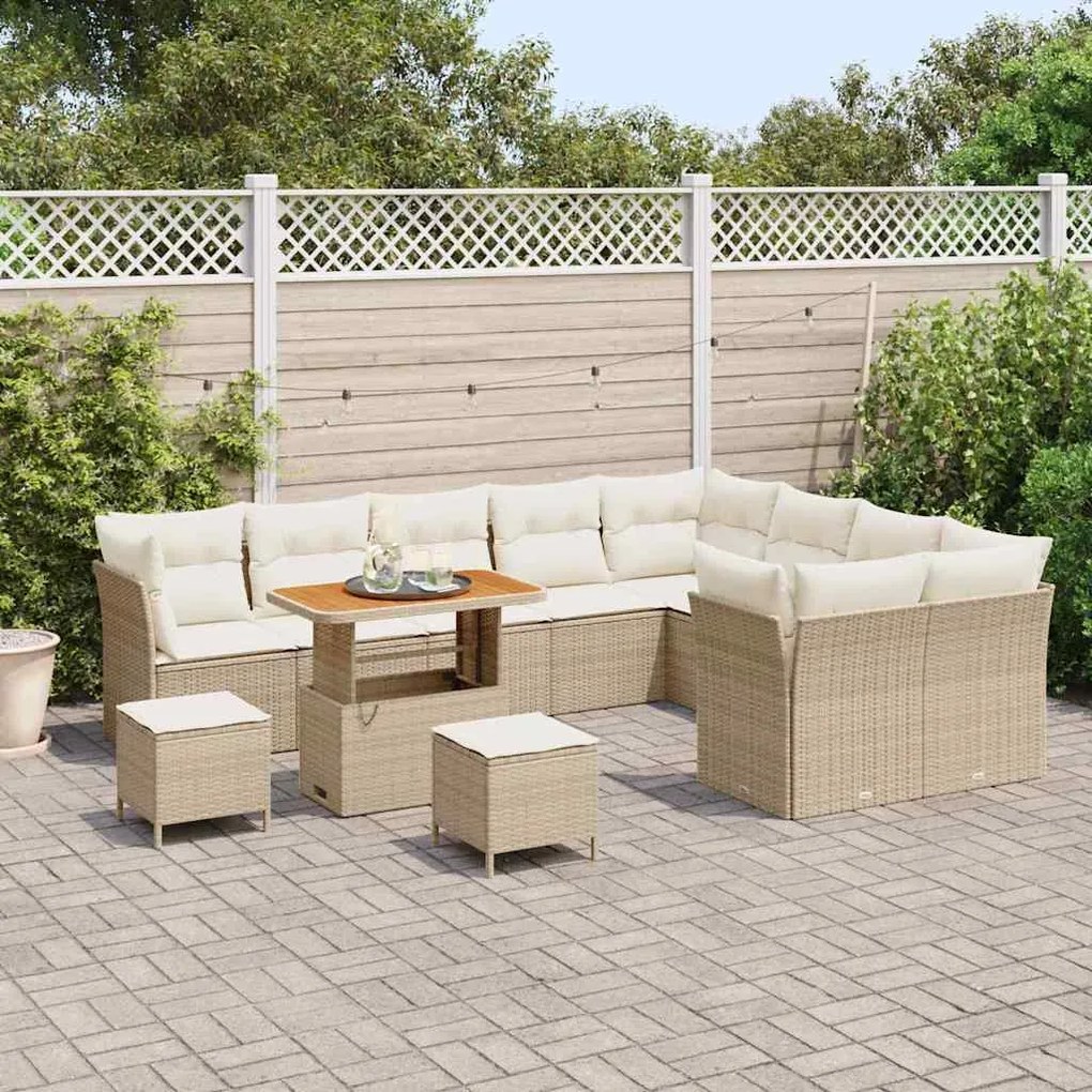 vidaXL Σετ Καναπέ Κήπου 12 pcs Μπεζ συνθετικό ρατάν