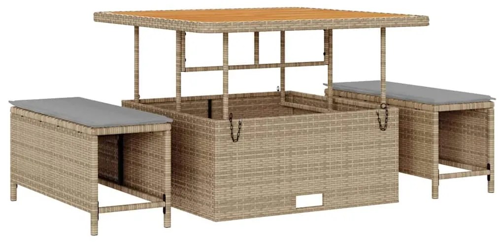 vidaXL Σετ Καναπέ Κήπου με μαξιλάρι 8 pcs Μπεζ Πολυ ράταν