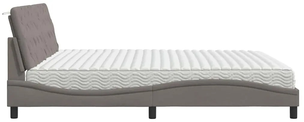 vidaXL Κρεβάτι με Στρώμα Taupe 200x200 εκ. Υφασμάτινο