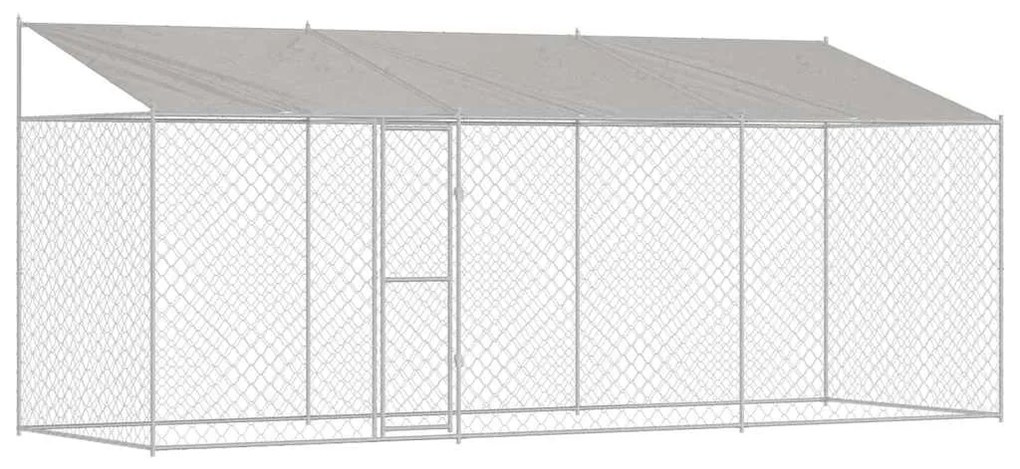 vidaXL Κλουβί σκύλου Ασημί 600 x 200 x 256 εκ. Επικαλυμμένος Χάλυβας