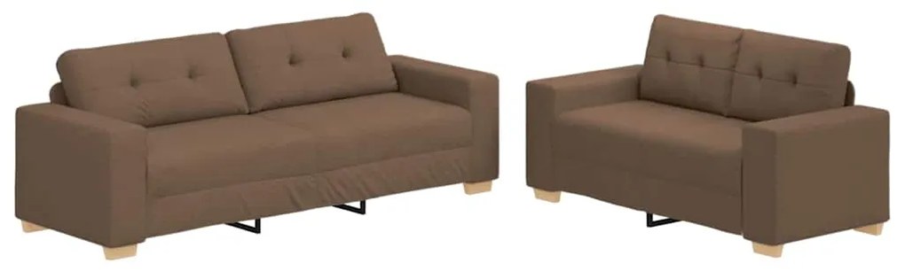 vidaXL Καναπές 2 pcs Καφέ Ύφασμα μείγματος λινών