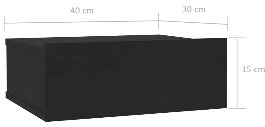 vidaXL Κομοδίνο Κρεμαστό Μαύρο 40 x 30 x 15 εκ. από Μοριοσανίδα