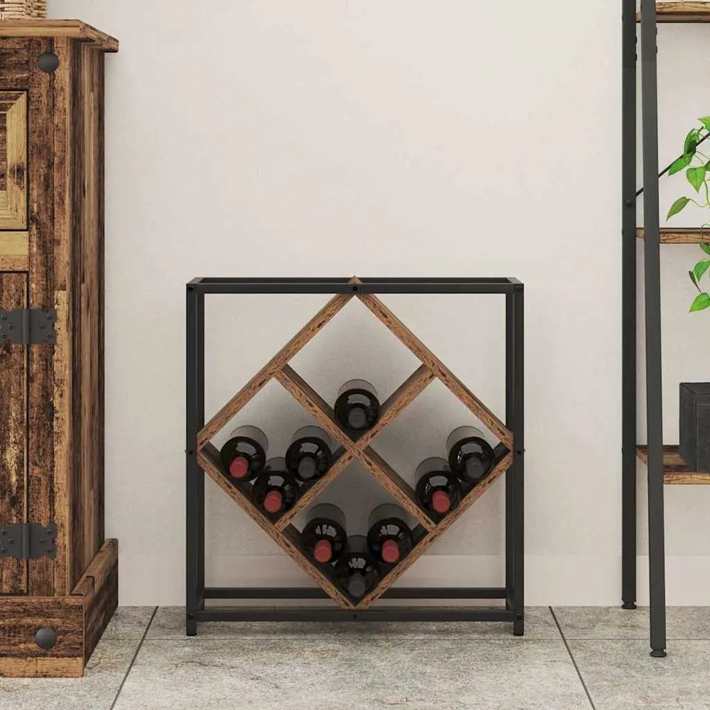 vidaXL Ράφι Κρασιού Παλαιό ξύλο 51 x 18 x 52.5 εκ. Επεξεργασμένο ξύλο