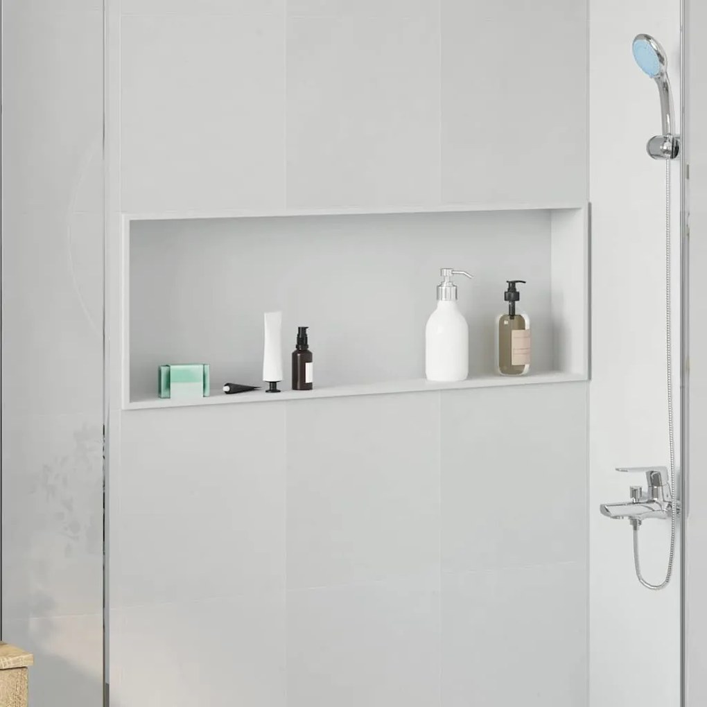 vidaXL Νίτσα Μπάνιου Λευκό 90 x 30 x 9.5 εκ. Ανοξείδωτο ατσάλι