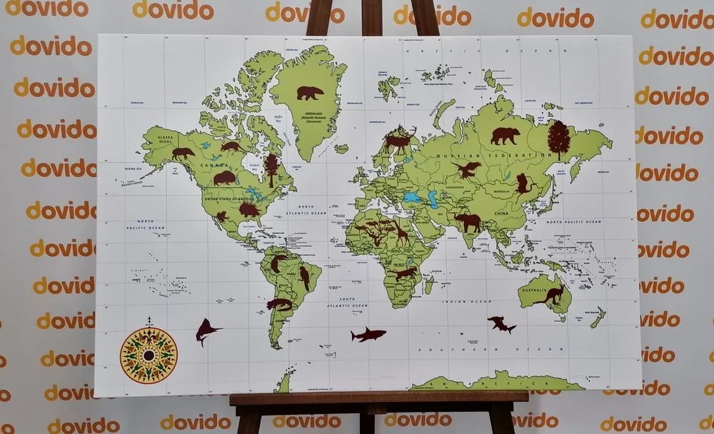 Εικόνα στο χάρτη του φελλού με τα ζώα - 120x80  peg