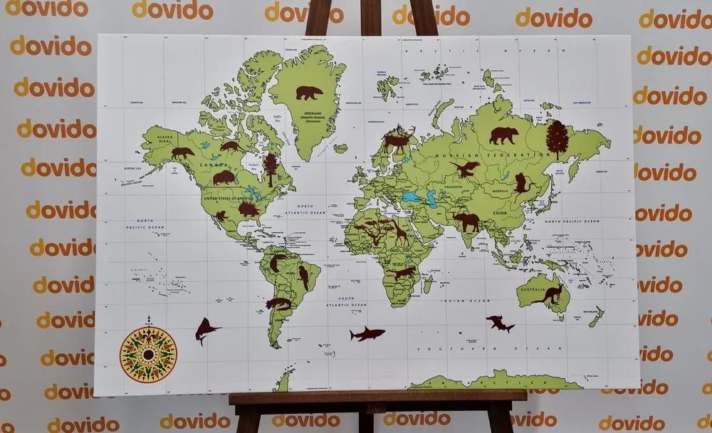 Εικόνα στο χάρτη του φελλού με τα ζώα - 90x60  flags