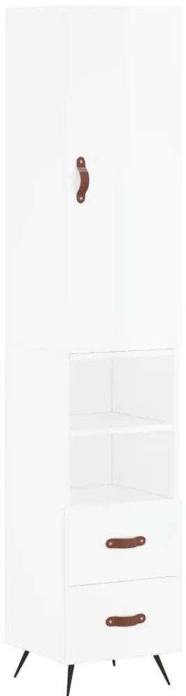 vidaXL Ντουλάπι Γυαλ. Λευκό 34,5 x 34 x 180 εκ. από Επεξεργασμένο Ξύλο