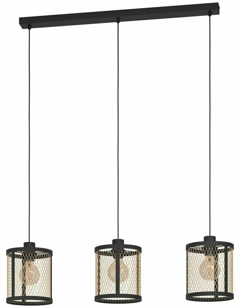 Φωτιστικό Οροφής - Ράγα 43605 Dellow 3/E27 Black-Brass Eglo Metal