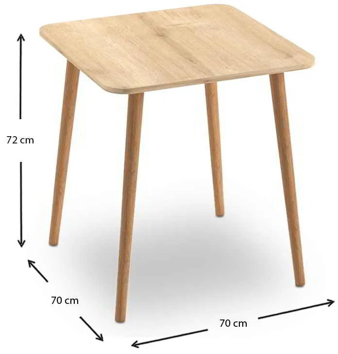 Τραπέζι Kare Megapap από μελαμίνη χρώμα oak 70x70x72εκ.