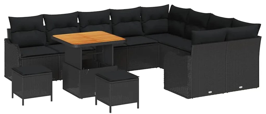 vidaXL Σετ Καναπέ Κήπου 12 pcs Μαύρο συνθετικό ρατάν