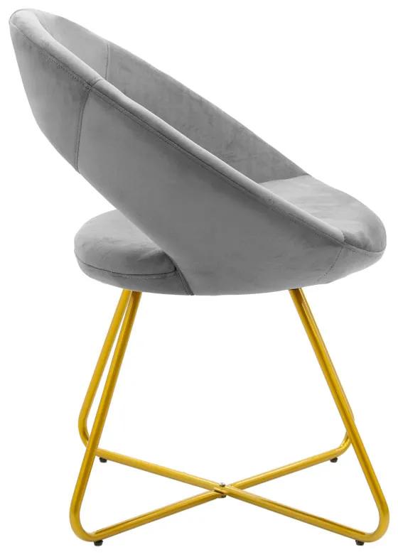 Καρέκλα Valentina pakoworld βελούδο γκρι-χρυσό πόδι
