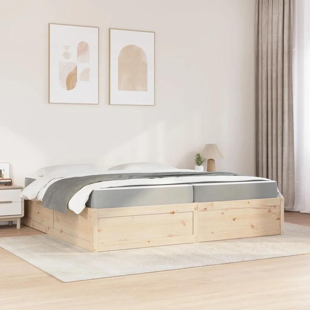 vidaXL Κρεβάτι με Συρτάρια και Στρώμα 200x200 εκ Μασίφ Ξύλο Πεύκου